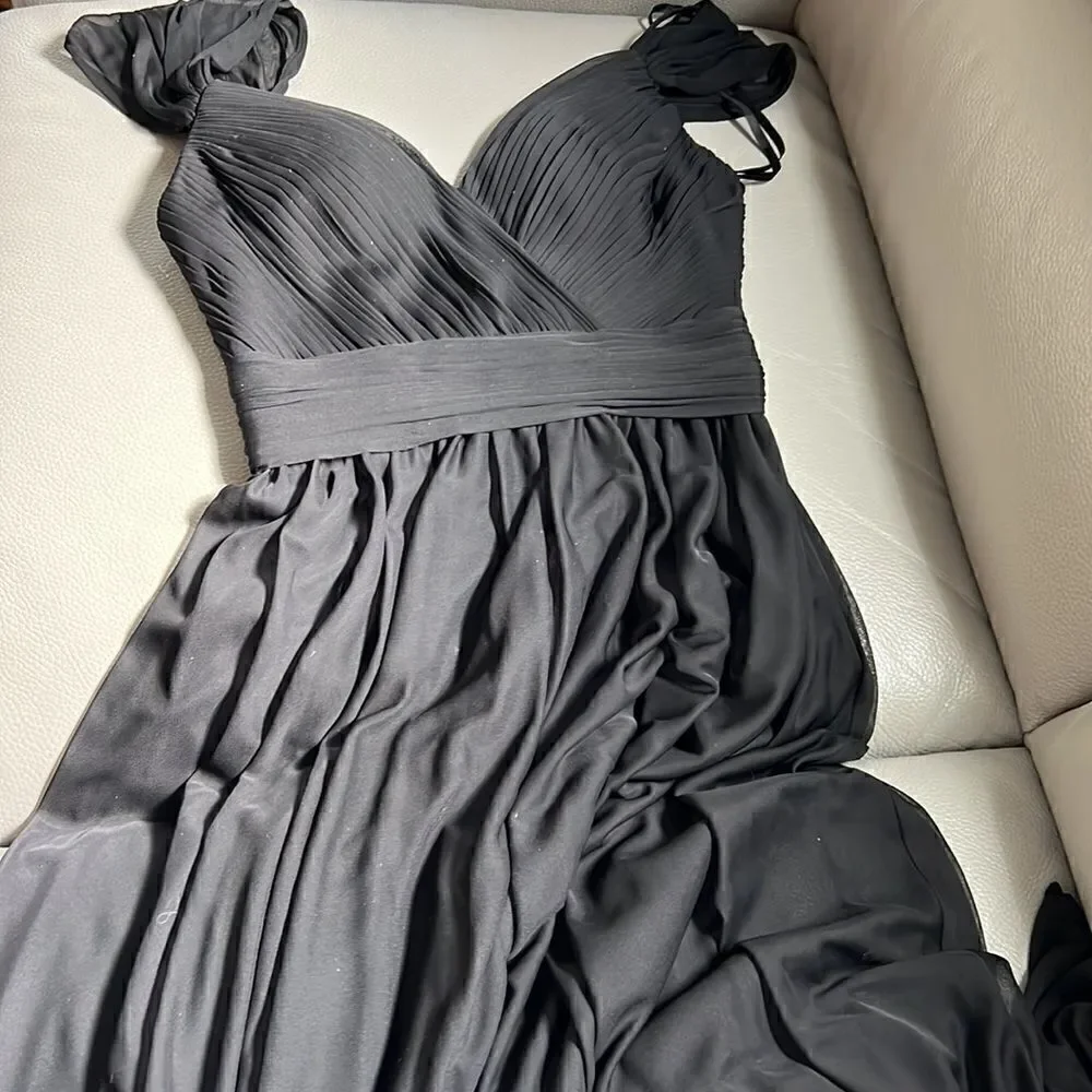 Kleinfeld Sleeveless A-Line/Princess Off The Shoulder Floor Length Dress Black
